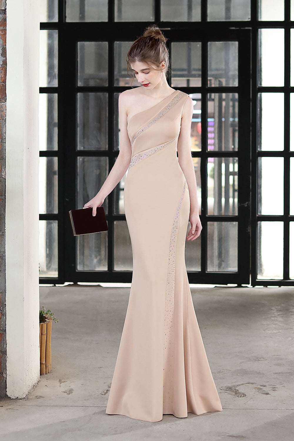 Gorgeous Long Mermaid Prom Dress with Beads and One Shoulder-BallBride