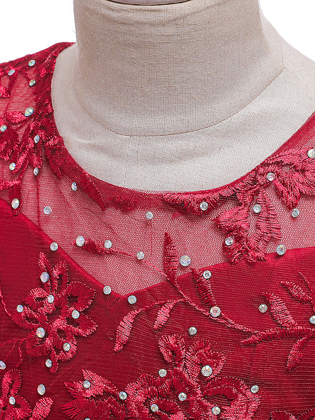 Gorgeous Long Sleeve Jewel Neck Flower Girl Dress with Tulle Satin Crystals and Lace Belt-BallBride