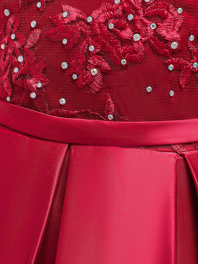 Gorgeous Long Sleeve Jewel Neck Flower Girl Dress with Tulle Satin Crystals and Lace Belt-BallBride