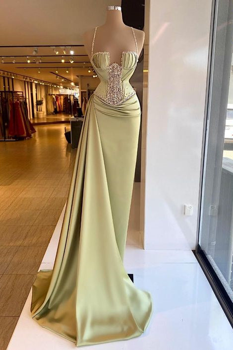 Gorgeous Mermaid Long Evening Dress with Beaded Spaghetti-Straps-BallBride