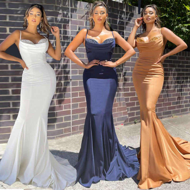 Gorgeous Mermaid Prom Dress with Spaghetti-Straps and Beadings-BallBride