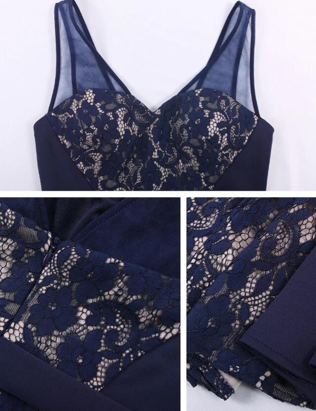 Gorgeous Navy V-Neck Lace Mermaid Prom Dress On Sale-BallBride