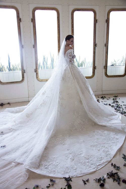 Gorgeous Off-the-Shoulder A-Line Wedding Dress with Sweetheart Neckline, Long Sleeves, and Appliques Lace Crystal-BallBride