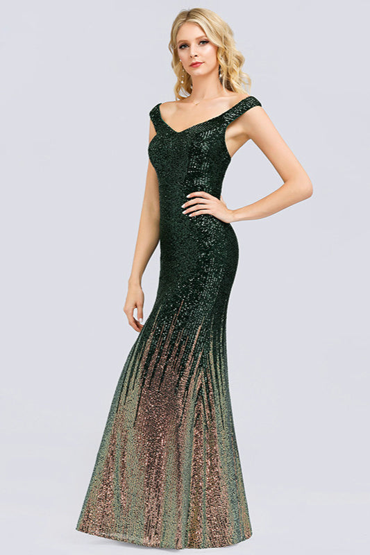 Gorgeous Ombre Sequins Prom Dress Long Mermaid Evening Gowns-BallBride