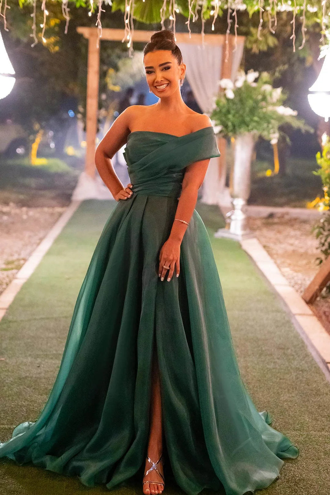 Gorgeous One Shoulder Organza Evening Dress Long A-Line-BallBride