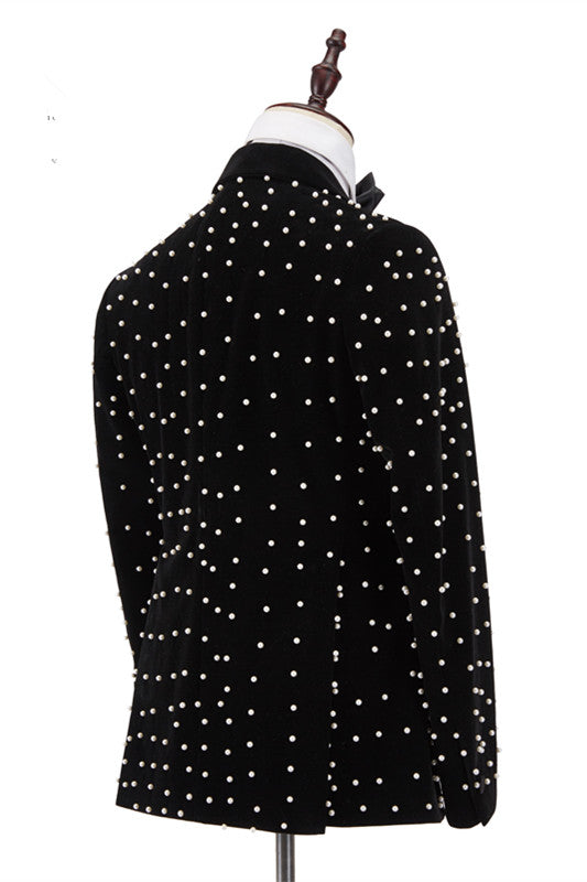 Gorgeous Prom Outfit for Guys - Black Peaked Lapel Casual Look-BallBride