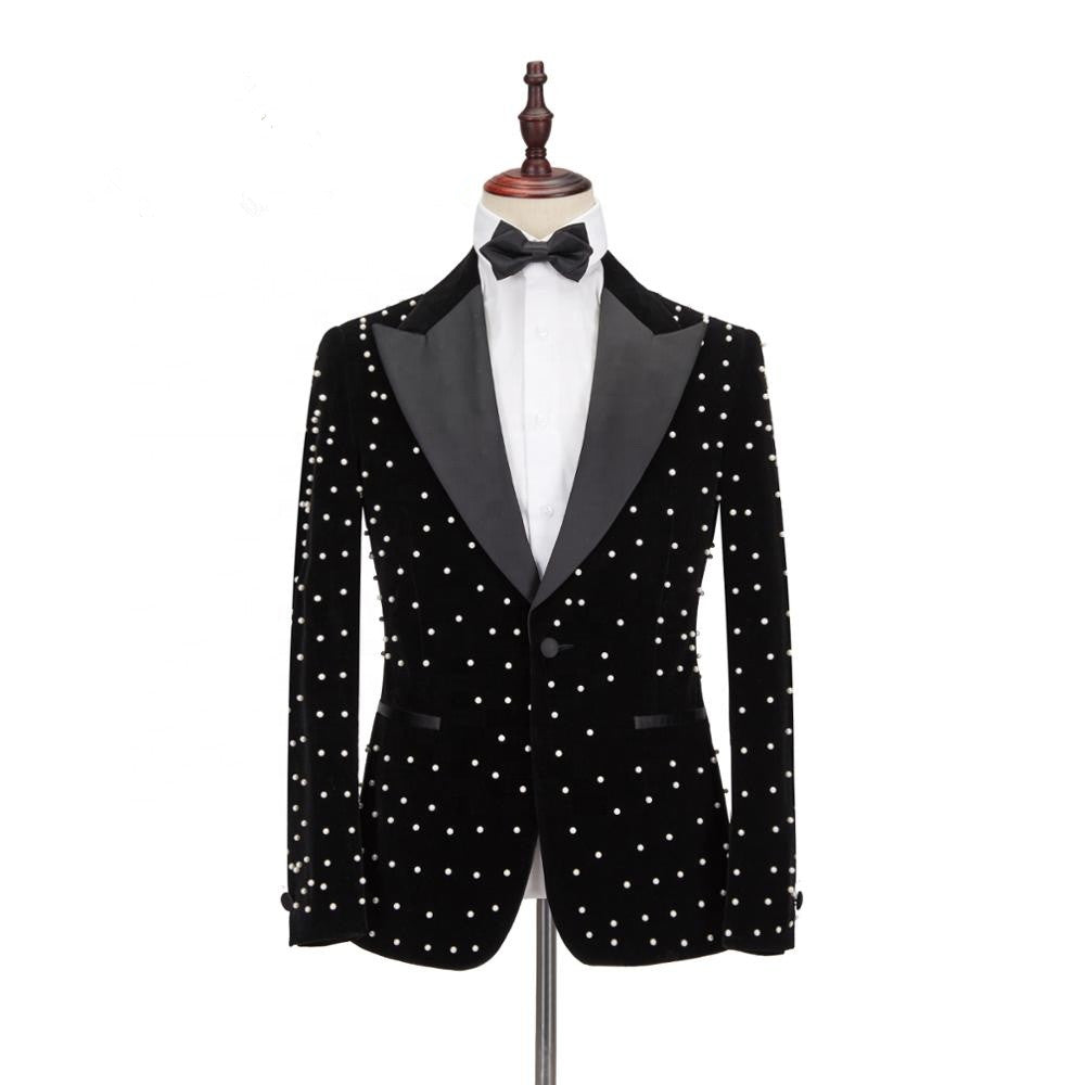 Gorgeous Prom Outfit for Guys - Black Peaked Lapel Casual Look-BallBride