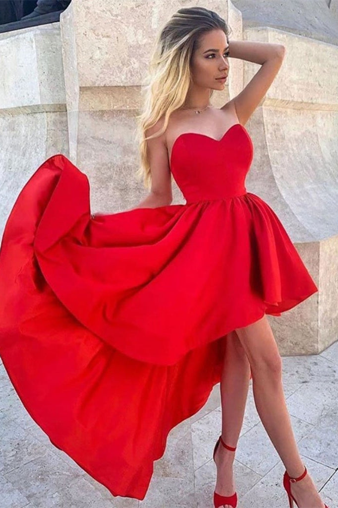 Gorgeous Red Sweetheart Hi-Lo Prom Dress-BallBride