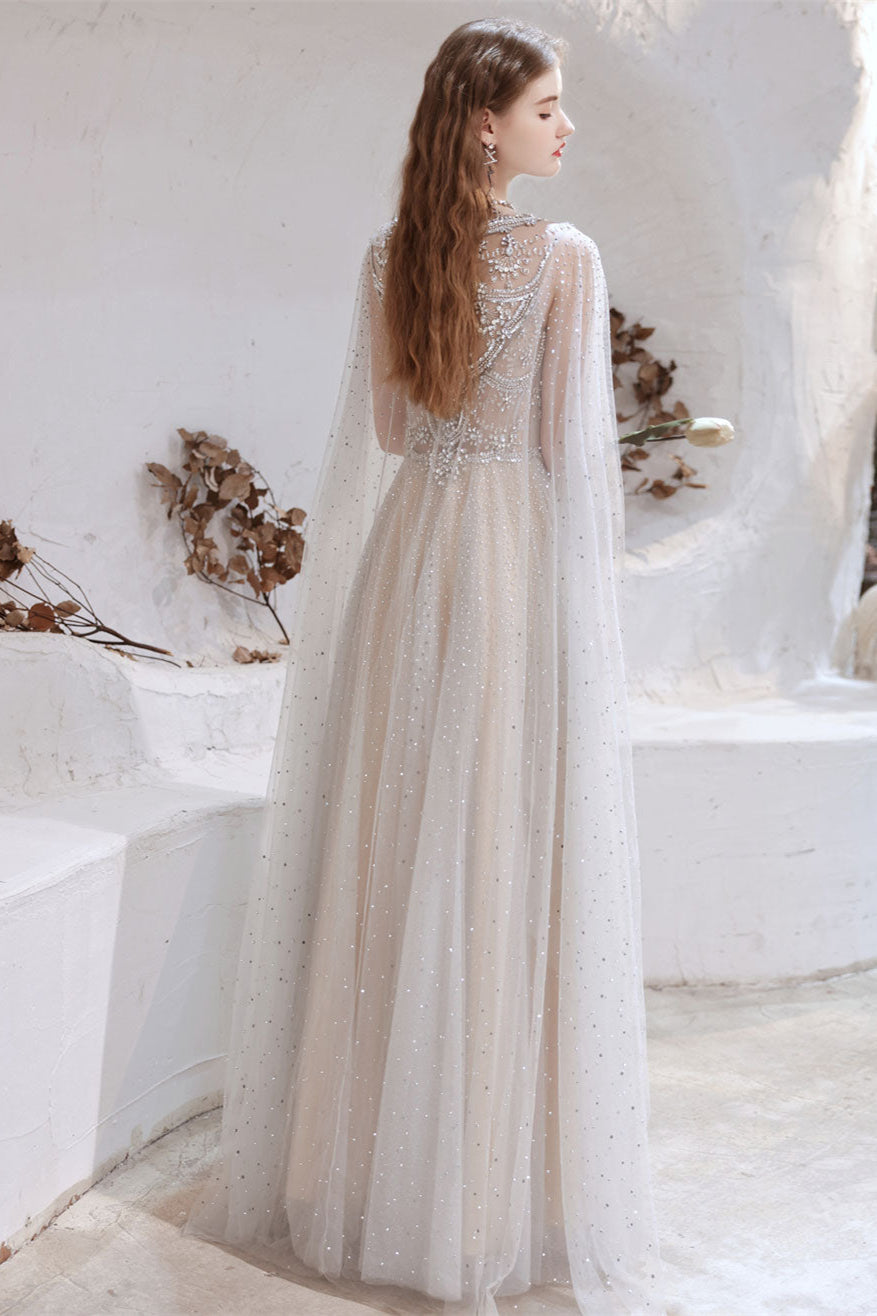 Gorgeous Ruffles Beadings Prom Dress with Crystals and Long Tulle-BallBride