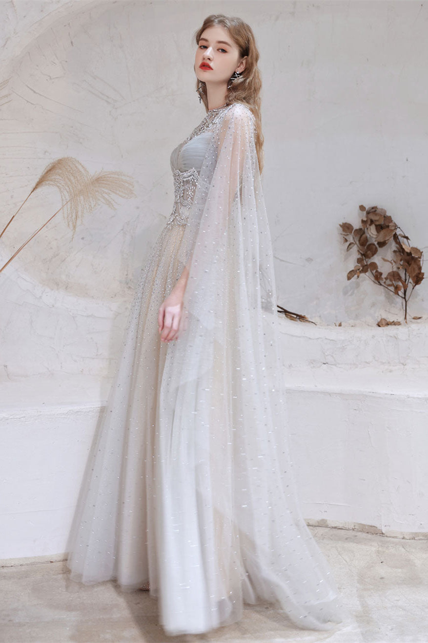 Gorgeous Ruffles Beadings Prom Dress with Crystals and Long Tulle-BallBride