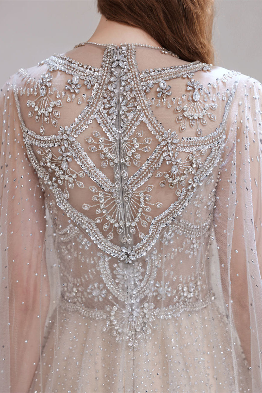 Gorgeous Ruffles Beadings Prom Dress with Crystals and Long Tulle-BallBride