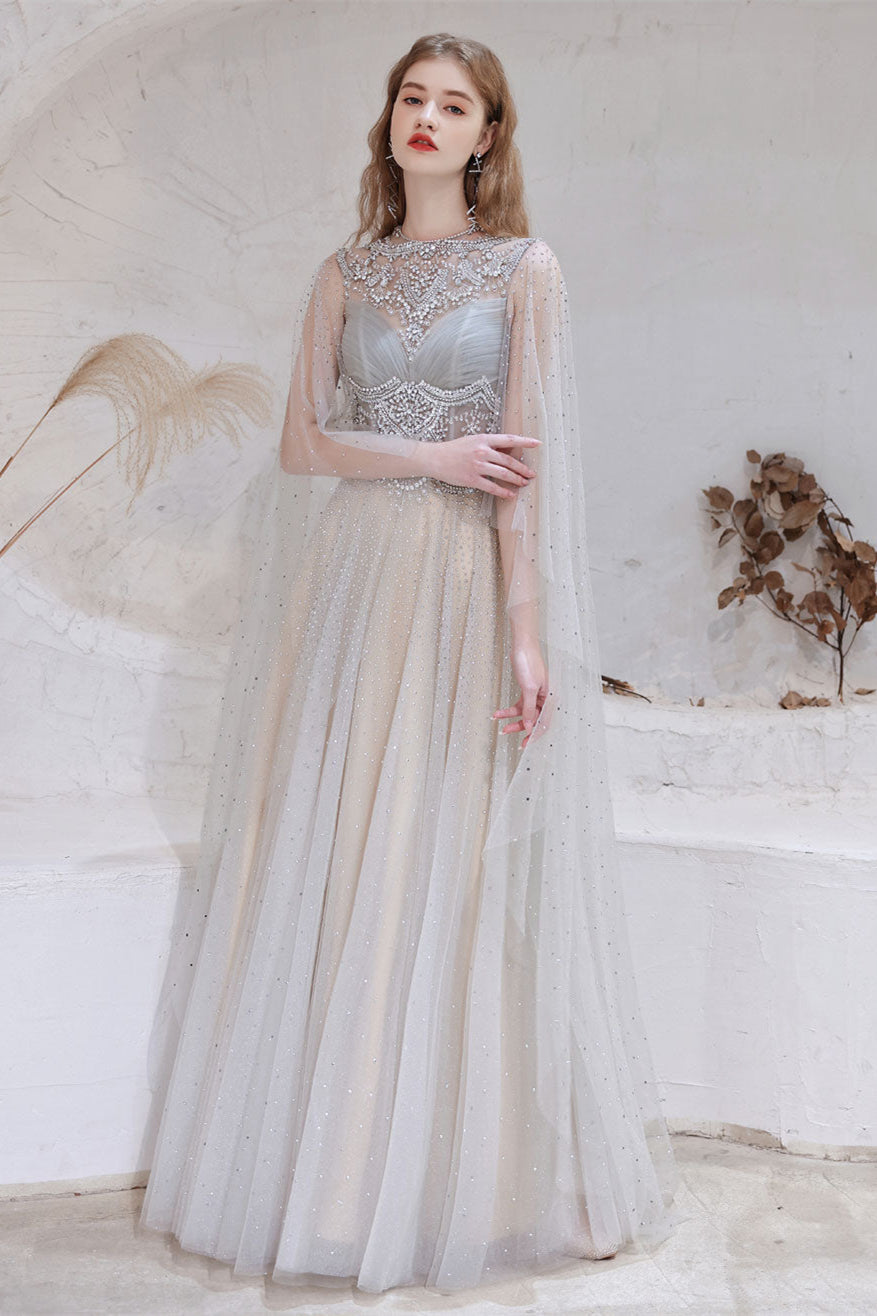 Gorgeous Ruffles Beadings Prom Dress with Crystals and Long Tulle-BallBride