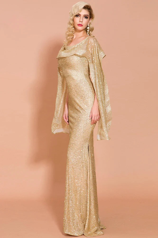 Gorgeous Ruffles Sequins Long Mermaid Evening Gown Online-BallBride