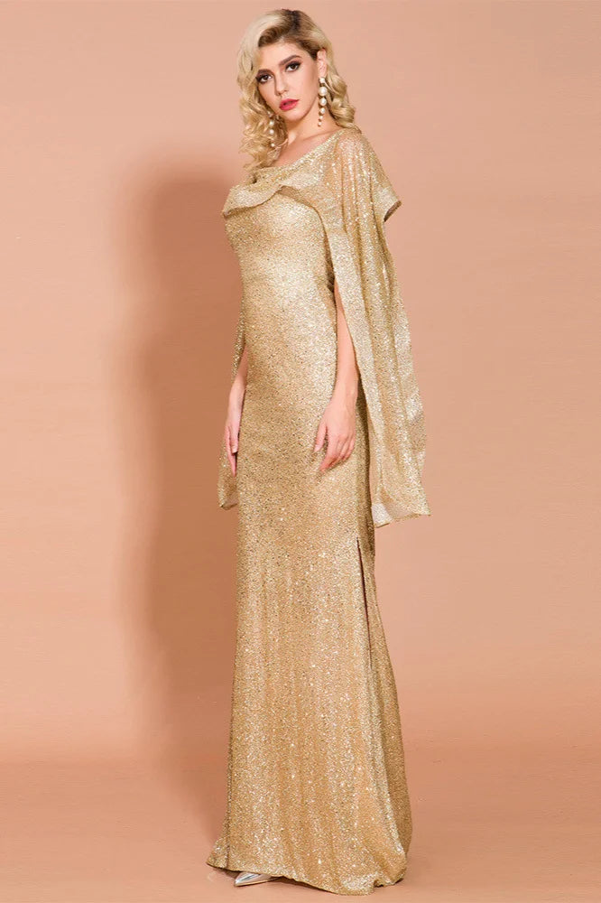 Gorgeous Ruffles Sequins Long Mermaid Evening Gown Online-BallBride