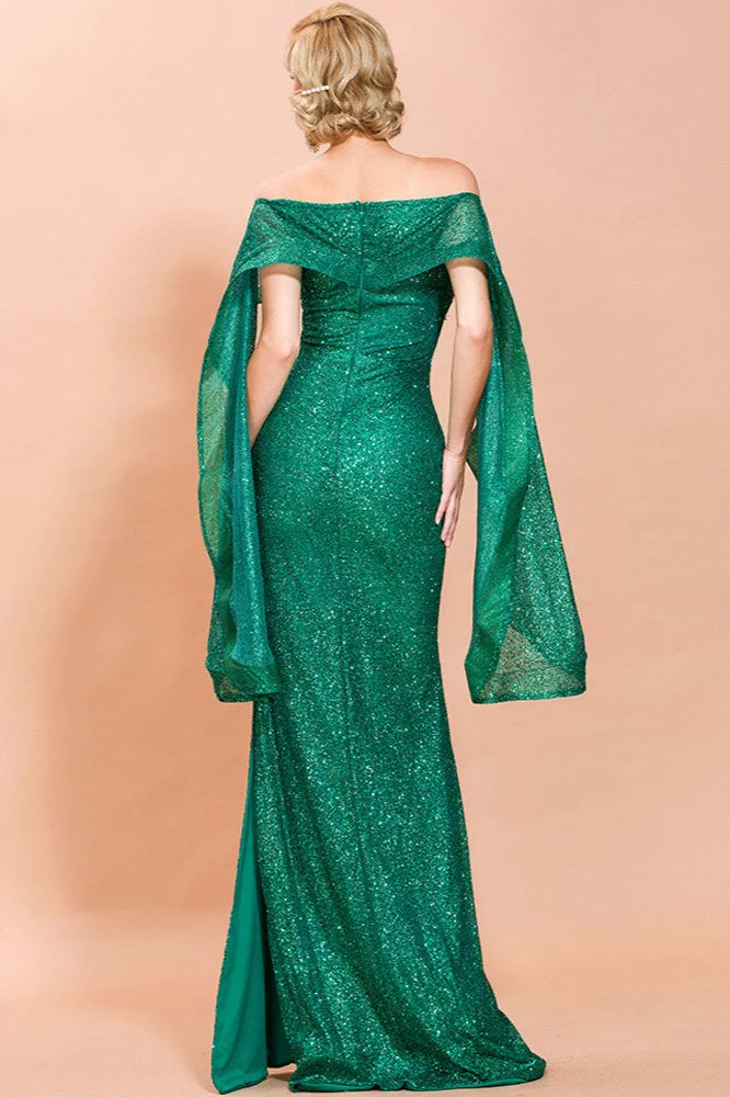 Gorgeous Ruffles Sequins Long Mermaid Evening Gown Online-BallBride