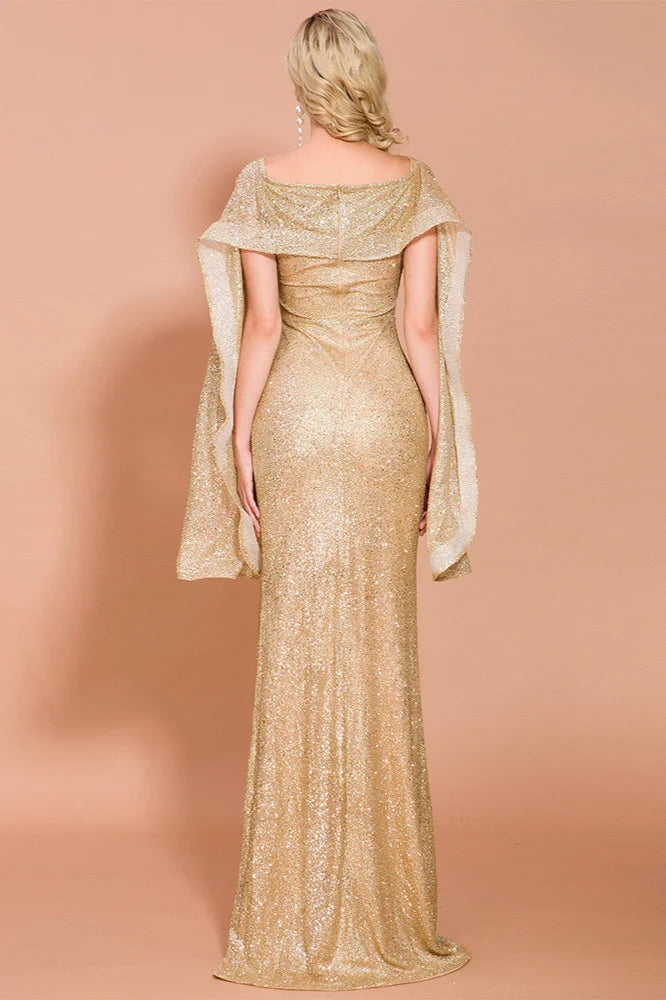 Gorgeous Ruffles Sequins Long Mermaid Evening Gown Online-BallBride