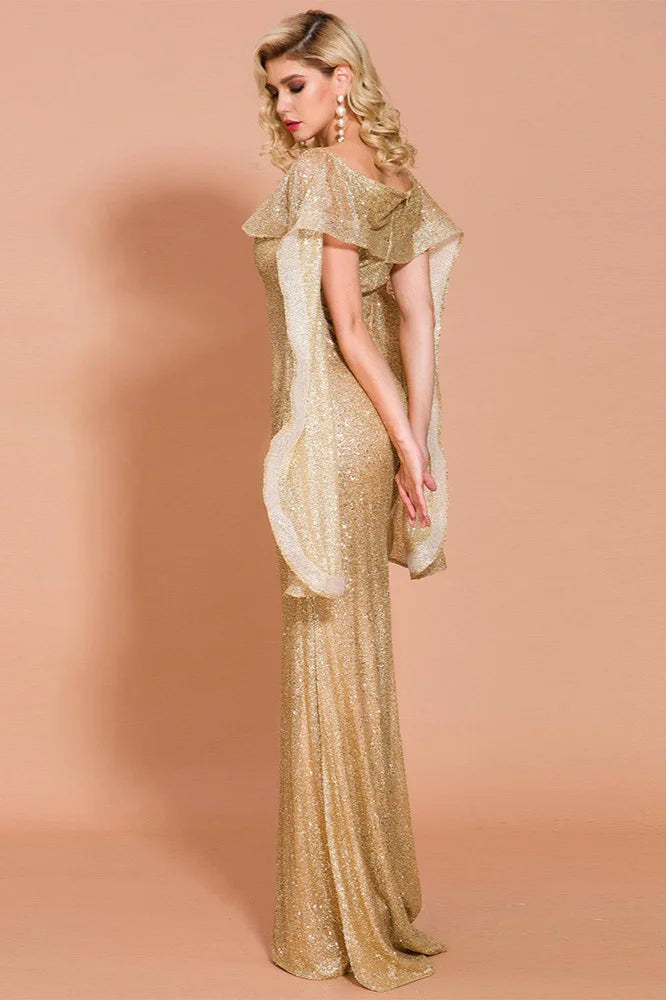 Gorgeous Ruffles Sequins Long Mermaid Evening Gown Online-BallBride