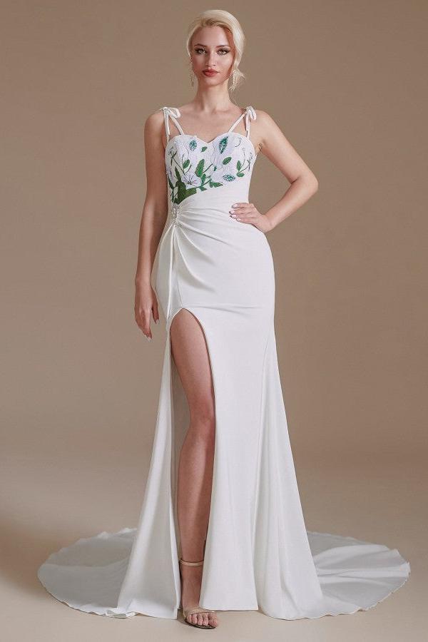 Gorgeous Satin Mermaid Wedding Dress with Open Back & Slit-BallBride