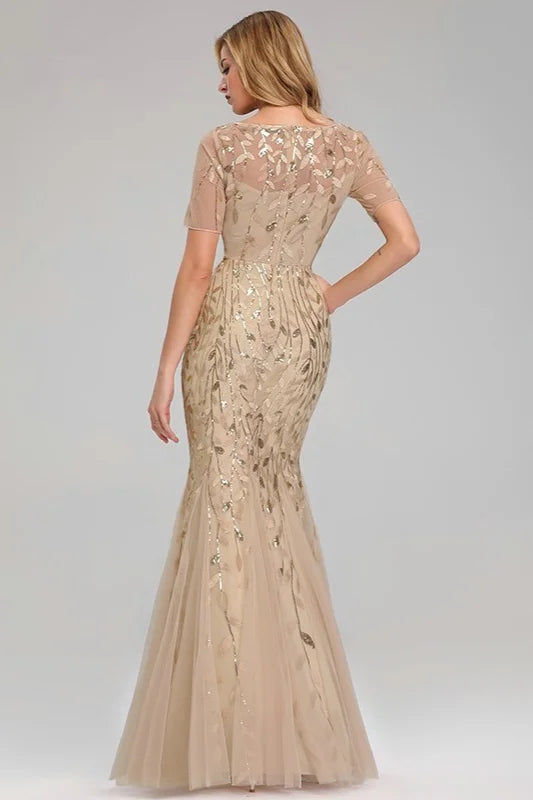 Gorgeous Sequins Mermaid Prom Dress Long Tulle Evening Gowns Online-BallBride