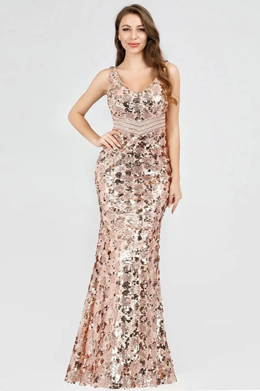 Gorgeous Sequins Mermaid Prom Dress Long Tulle Evening Gowns Online-BallBride