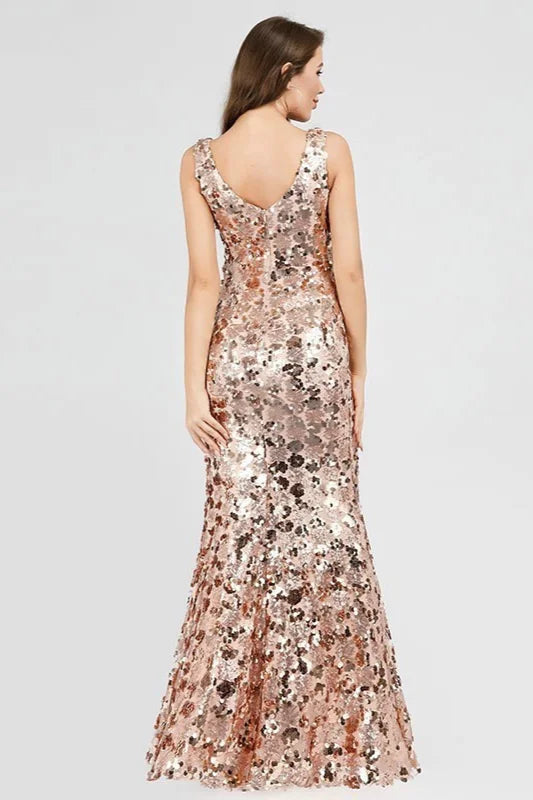 Gorgeous Sequins Mermaid Prom Dress Long Tulle Evening Gowns Online-BallBride