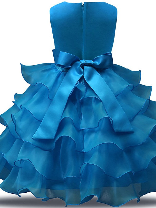 Gorgeous Sleeveless Jewel Neck Flower Girl Dresses with Lace Tulle and Bows Belt and Bow-BallBride