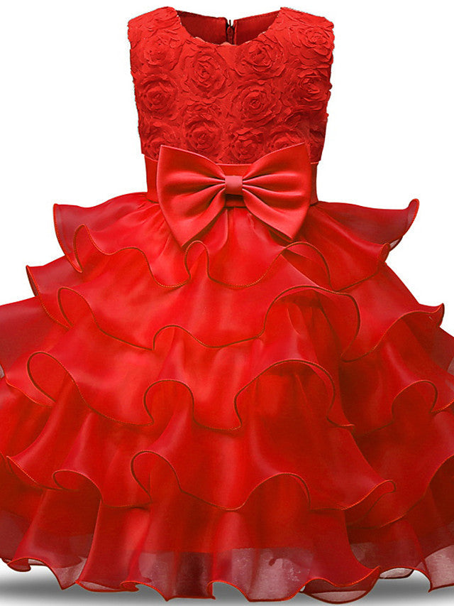 Gorgeous Sleeveless Jewel Neck Flower Girl Dresses with Lace Tulle and Bows Belt and Bow-BallBride