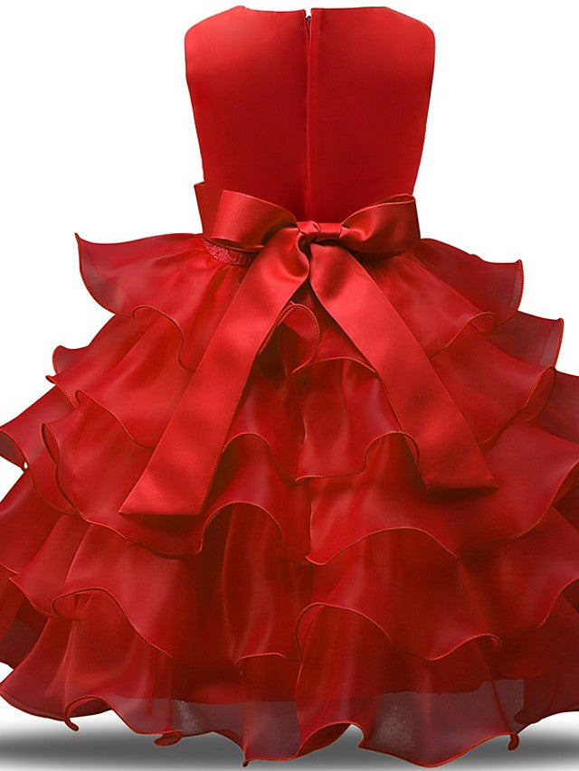 Gorgeous Sleeveless Jewel Neck Flower Girl Dresses with Lace Tulle and Bows Belt and Bow-BallBride