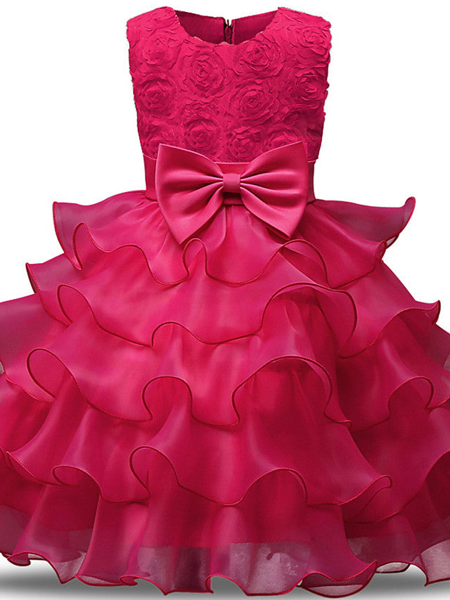 Gorgeous Sleeveless Jewel Neck Flower Girl Dresses with Lace Tulle and Bows Belt and Bow-BallBride