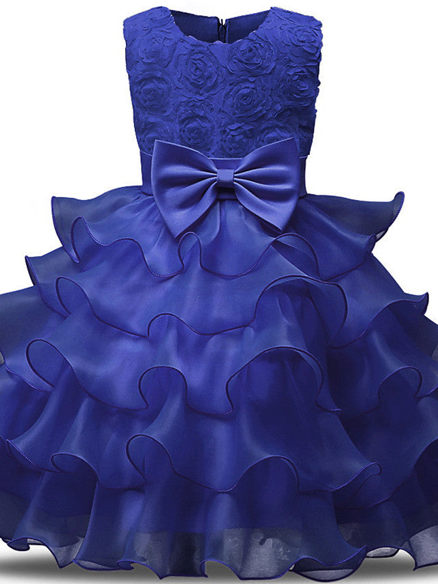 Gorgeous Sleeveless Jewel Neck Flower Girl Dresses with Lace Tulle and Bows Belt and Bow-BallBride