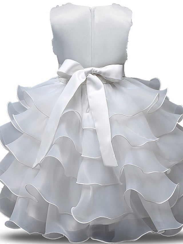 Gorgeous Sleeveless Jewel Neck Flower Girl Dresses with Lace Tulle and Bows Belt and Bow-BallBride