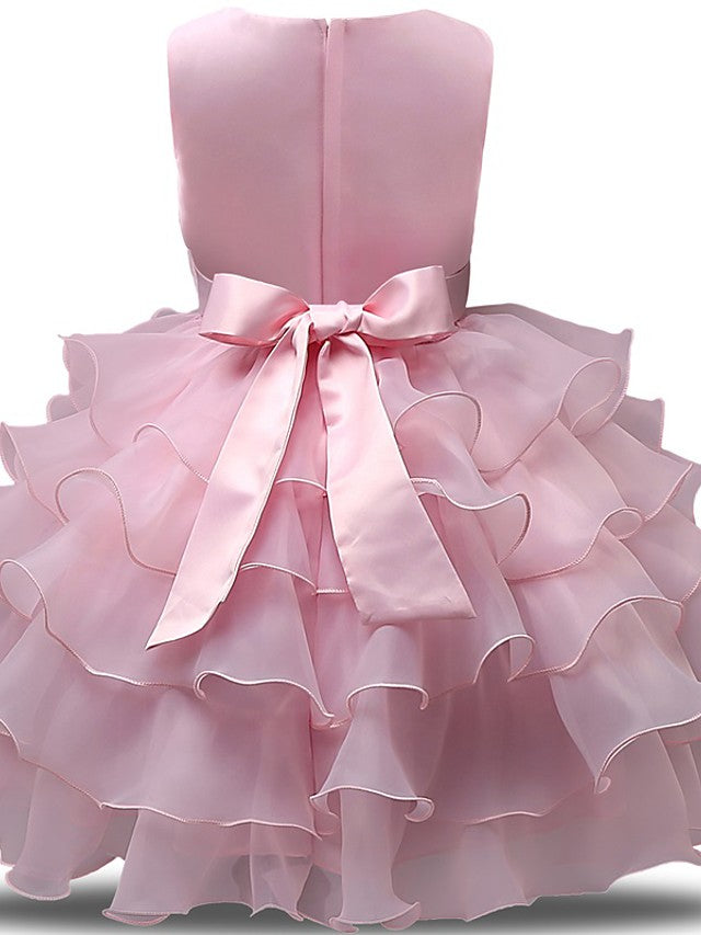 Gorgeous Sleeveless Jewel Neck Flower Girl Dresses with Lace Tulle and Bows Belt and Bow-BallBride