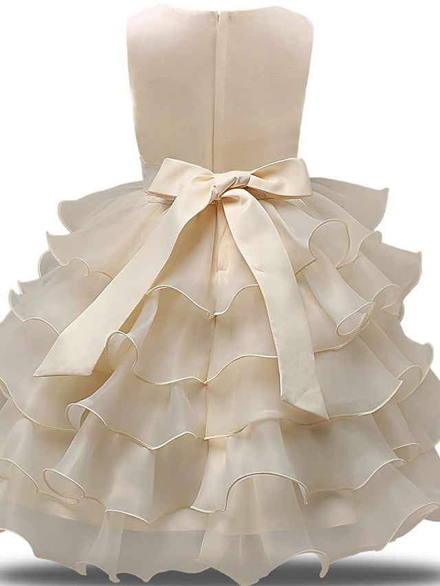 Gorgeous Sleeveless Jewel Neck Flower Girl Dresses with Lace Tulle and Bows Belt and Bow-BallBride