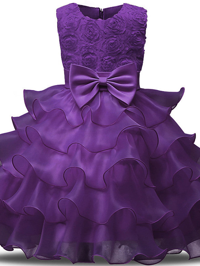 Gorgeous Sleeveless Jewel Neck Flower Girl Dresses with Lace Tulle and Bows Belt and Bow-BallBride