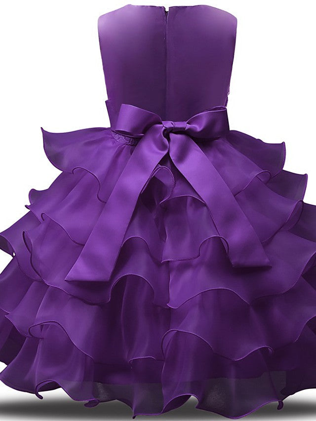 Gorgeous Sleeveless Jewel Neck Flower Girl Dresses with Lace Tulle and Bows Belt and Bow-BallBride