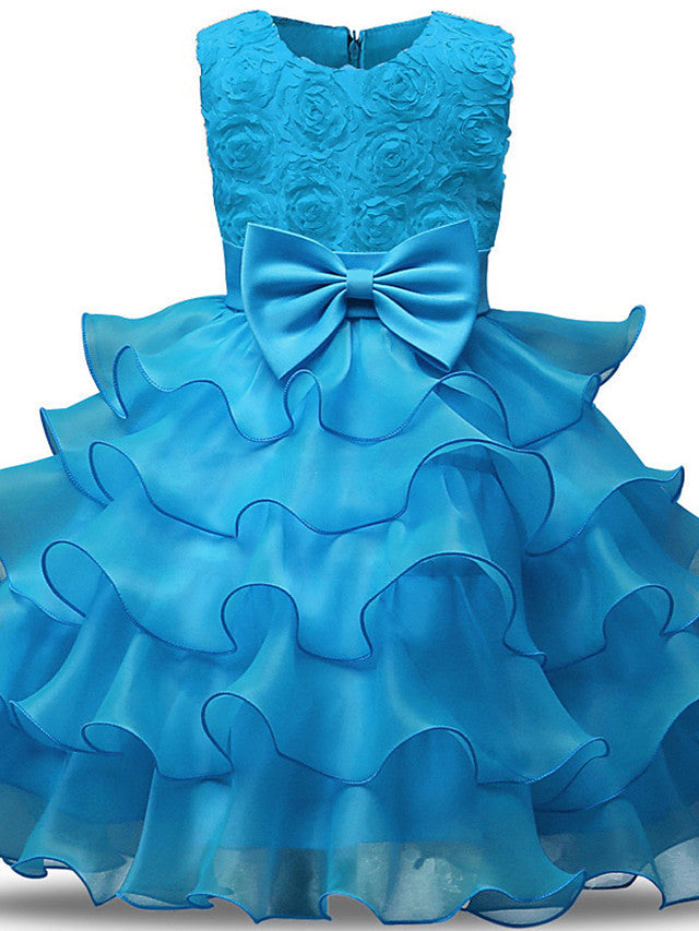 Gorgeous Sleeveless Jewel Neck Flower Girl Dresses with Lace Tulle and Bows Belt and Bow-BallBride