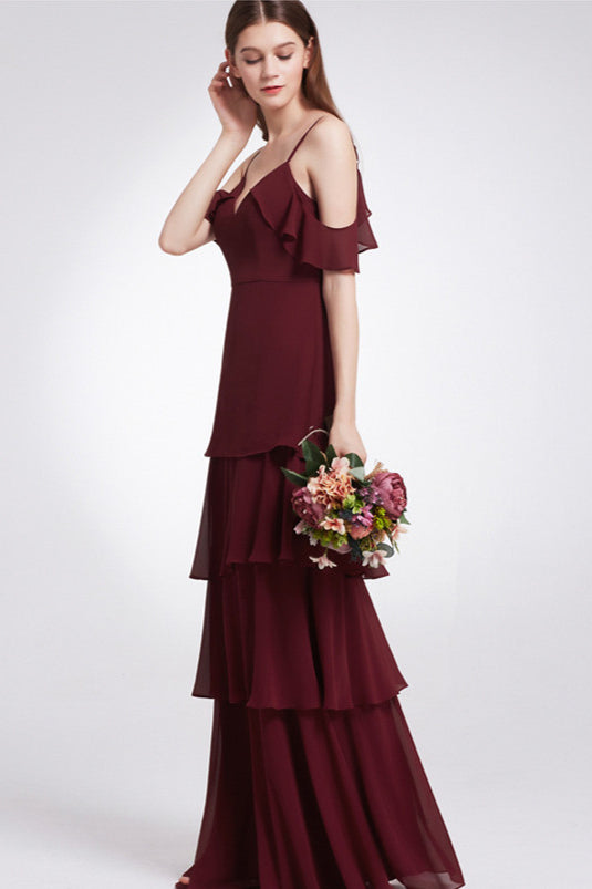 Gorgeous Spaghetti-Straps Ruffles Prom Dresses Long Online-BallBride