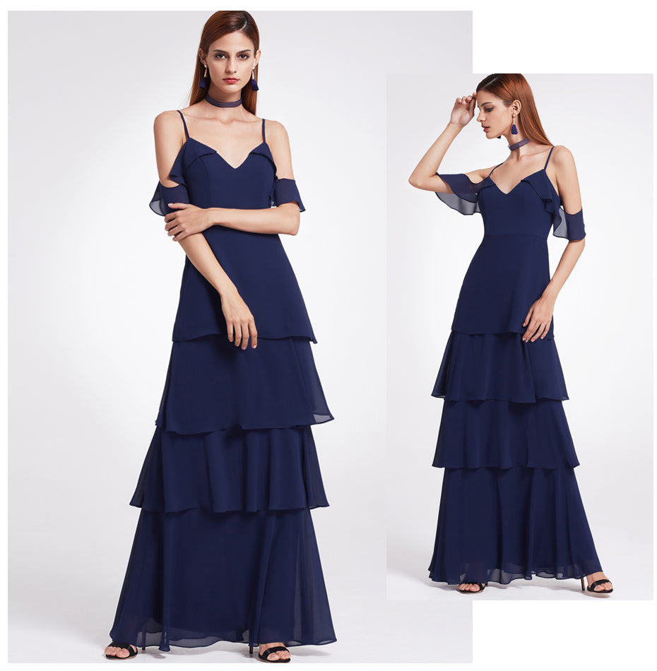 Gorgeous Spaghetti-Straps Ruffles Prom Dresses Long Online-BallBride