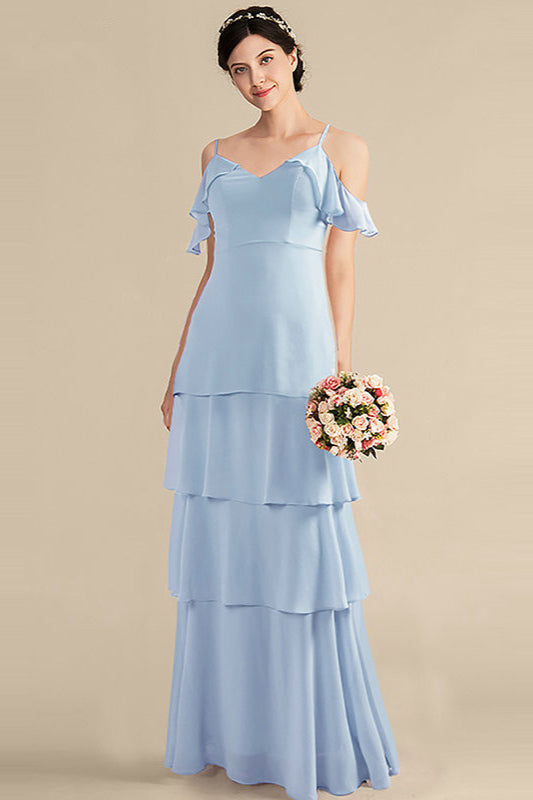 Gorgeous Spaghetti-Straps Ruffles Prom Dresses Long Online-BallBride