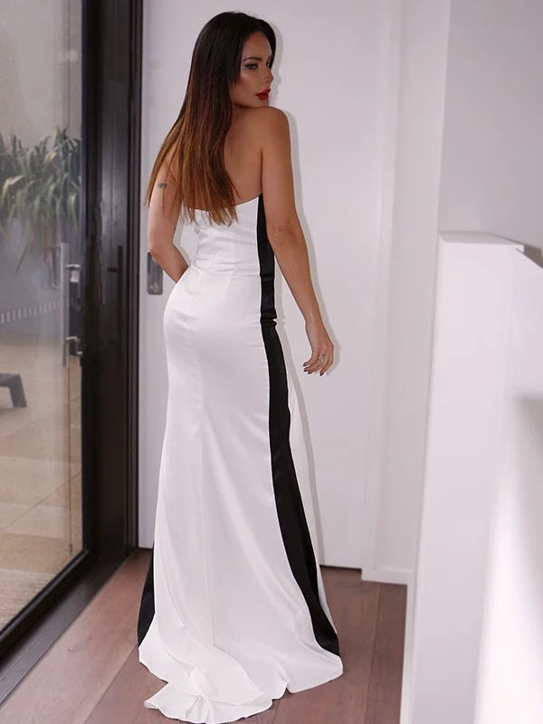 Gorgeous Starpless Mermaid Evening Dress Long Side Split-BallBride