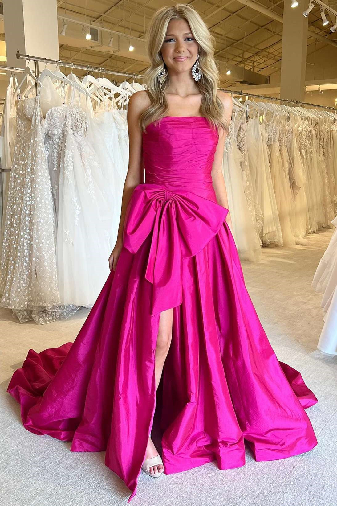Gorgeous Strapless A-Line Prom Dress With Split On Sale-BallBride
