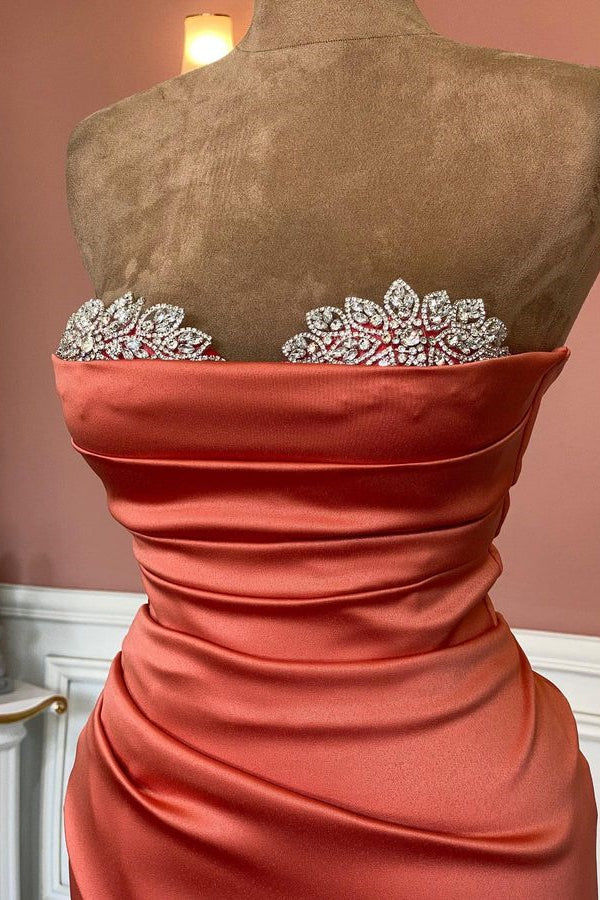 Gorgeous Strapless Mermaid Prom Dress With Beads & Pleated Split-BallBride