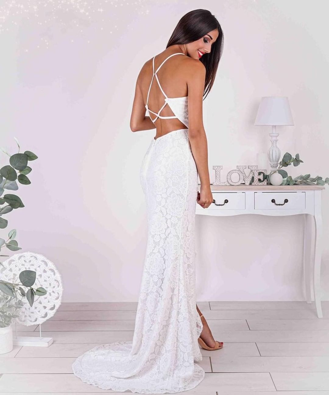 Gorgeous Strapless Mermaid Prom Dress with Slit and Spaghetti-Straps-BallBride