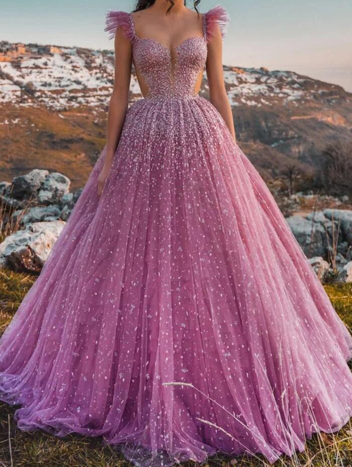 Gorgeous Sweetheart Beaded Sleeveless Ball Gown Prom Dress-BallBride