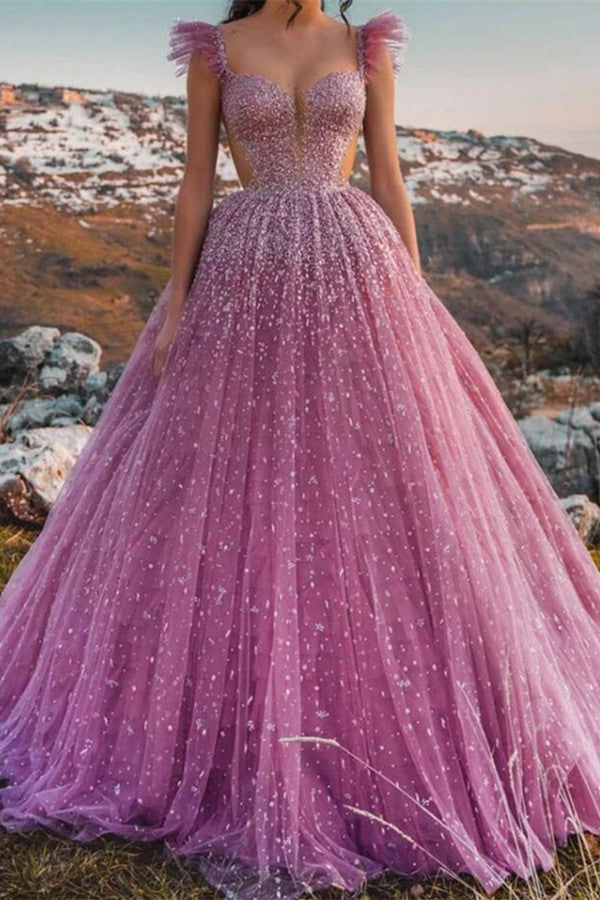 Gorgeous Sweetheart Beaded Sleeveless Ball Gown Prom Dress-BallBride