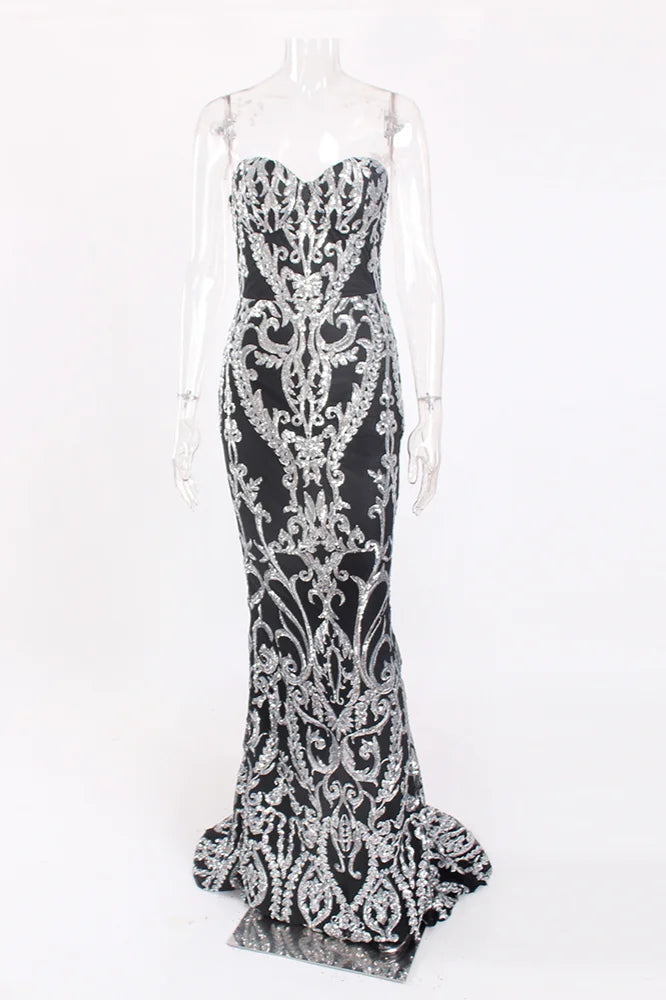 Gorgeous Sweetheart Mermaid Prom Dress Long Sequins Evening Gowns-BallBride