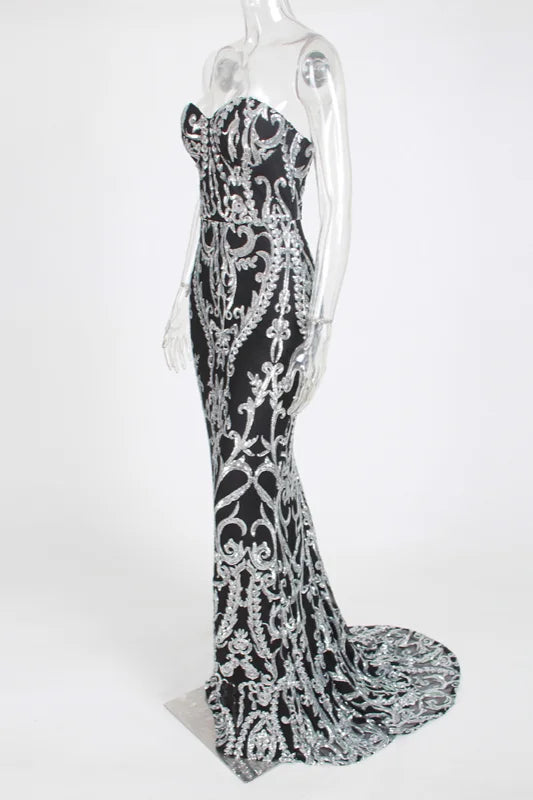 Gorgeous Sweetheart Mermaid Prom Dress Long Sequins Evening Gowns-BallBride