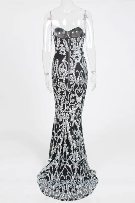 Gorgeous Sweetheart Mermaid Prom Dress Long Sequins Evening Gowns-BallBride