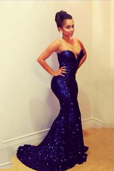 Gorgeous Sweetheart Sequins Mermaid Long Prom Dress-BallBride