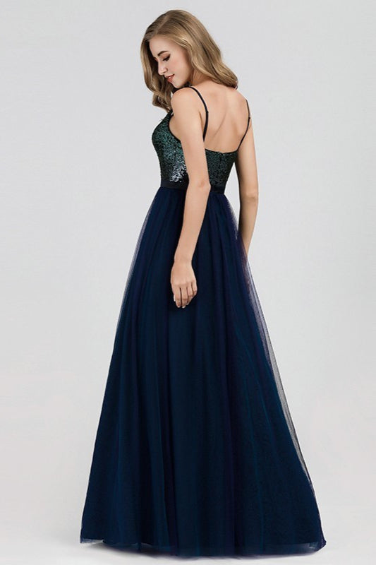 Gorgeous V-Neck Sequins Tulle Prom Dress - Shop Online Now!-BallBride